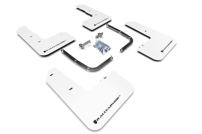 Hyundai Veloster N Mud Flaps - Rally Armor - UR White Flap/Black Logo - White - `19-`22 Hyundai Veloster N Mud Flaps - Rally Armor - UR White Flap/Black Logo - White - `19-`22